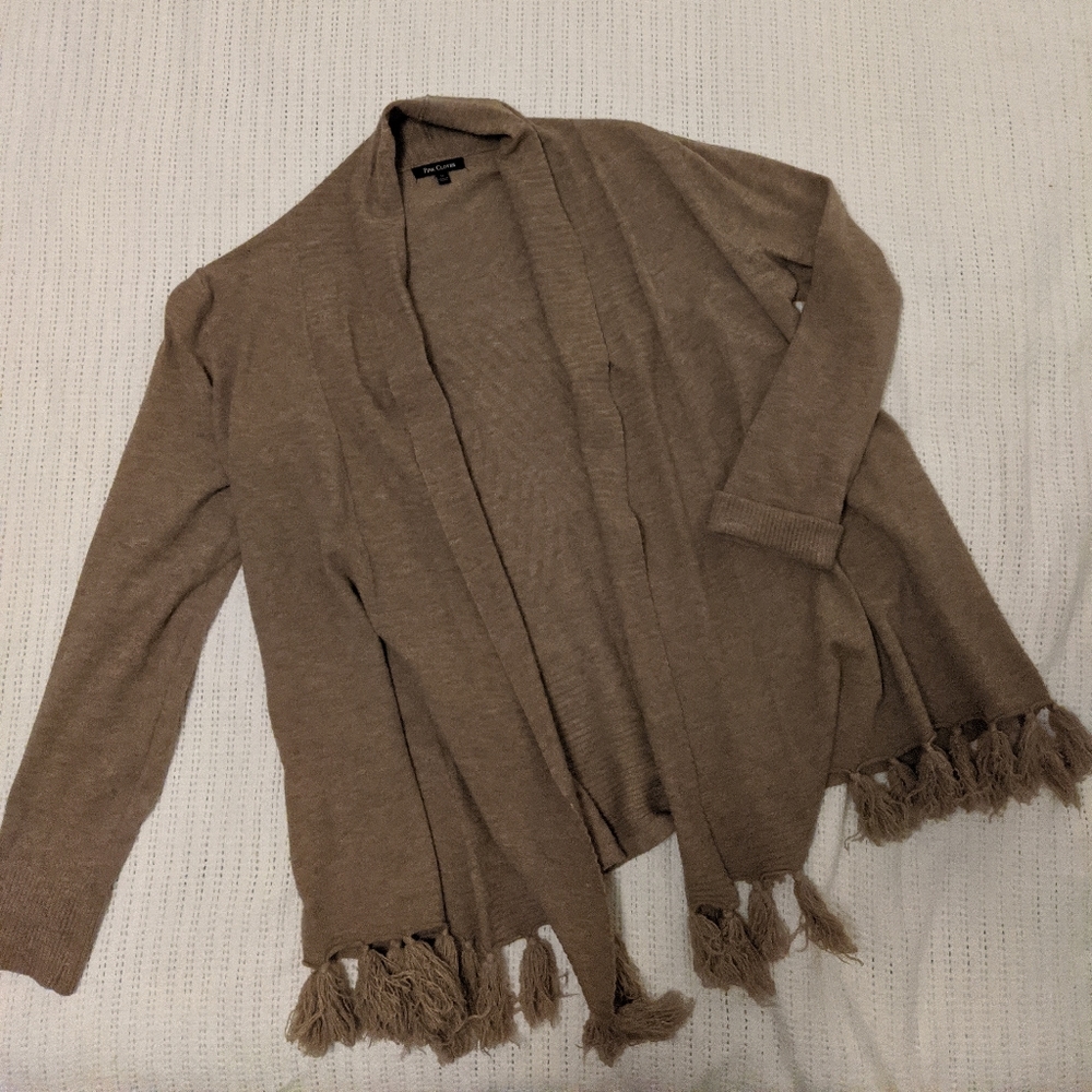 Pink Clover Fringe Detail Cardigan
